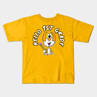 Hello 1st Grade Dog Back To School 2022 Kids T-Shirt